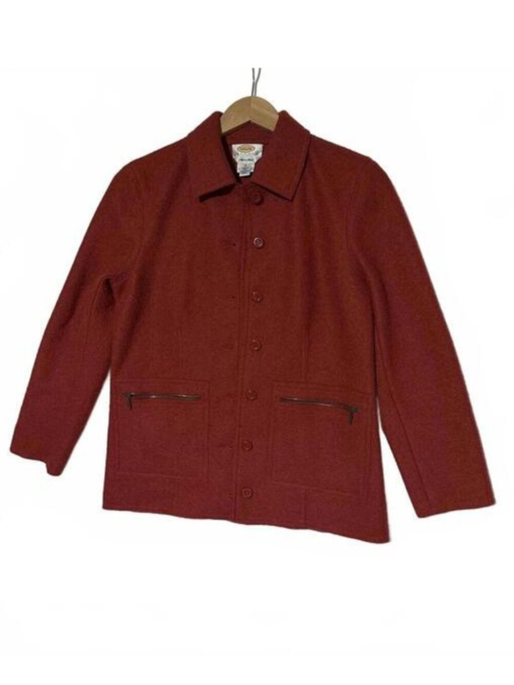 Talbots Petites Vintage Alpaca Blend Jacket P Rust Terracotta Button Front Peru